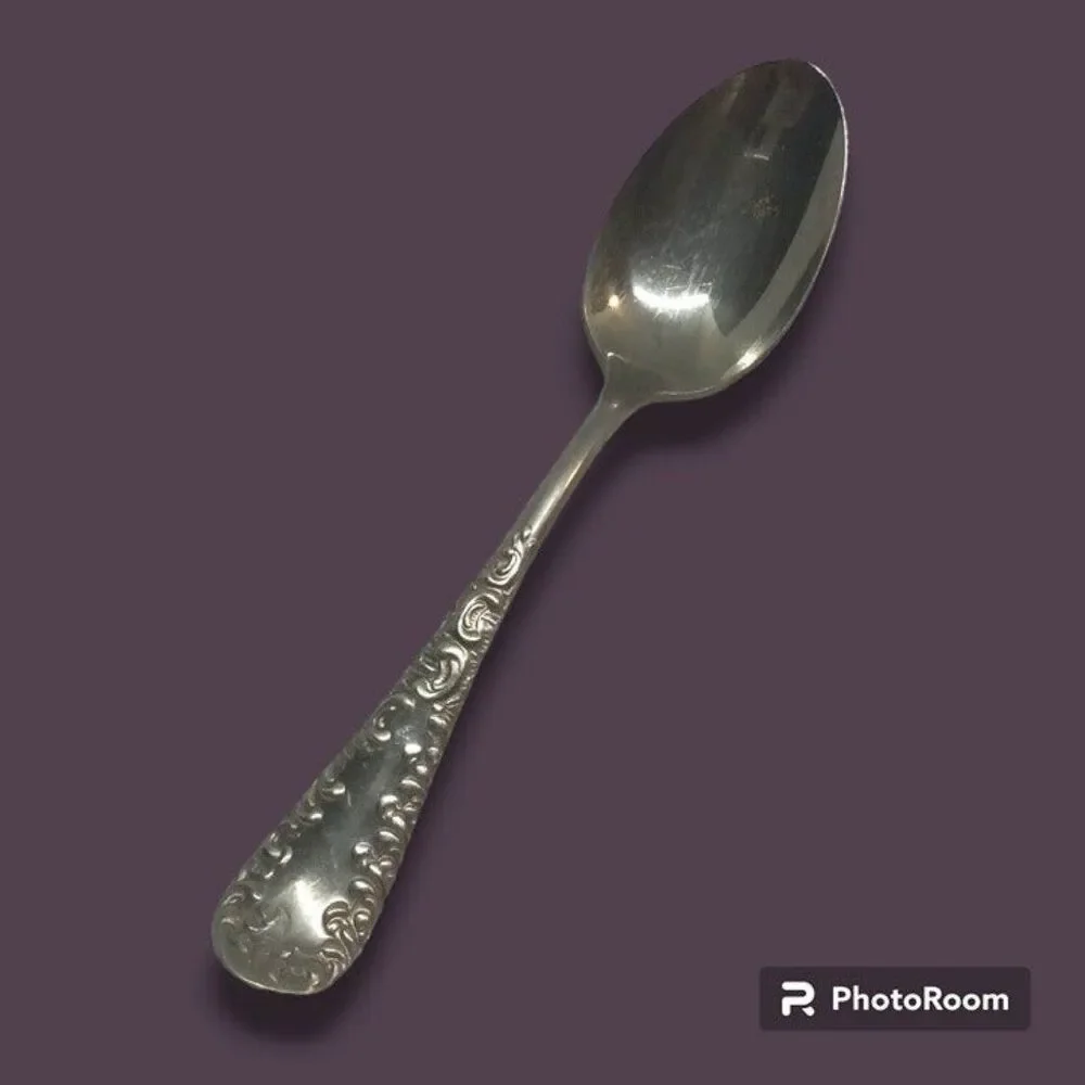 Oneida Silver Raymond Straight Handled Baby Spoon-1898-Silverplate-Scrolls